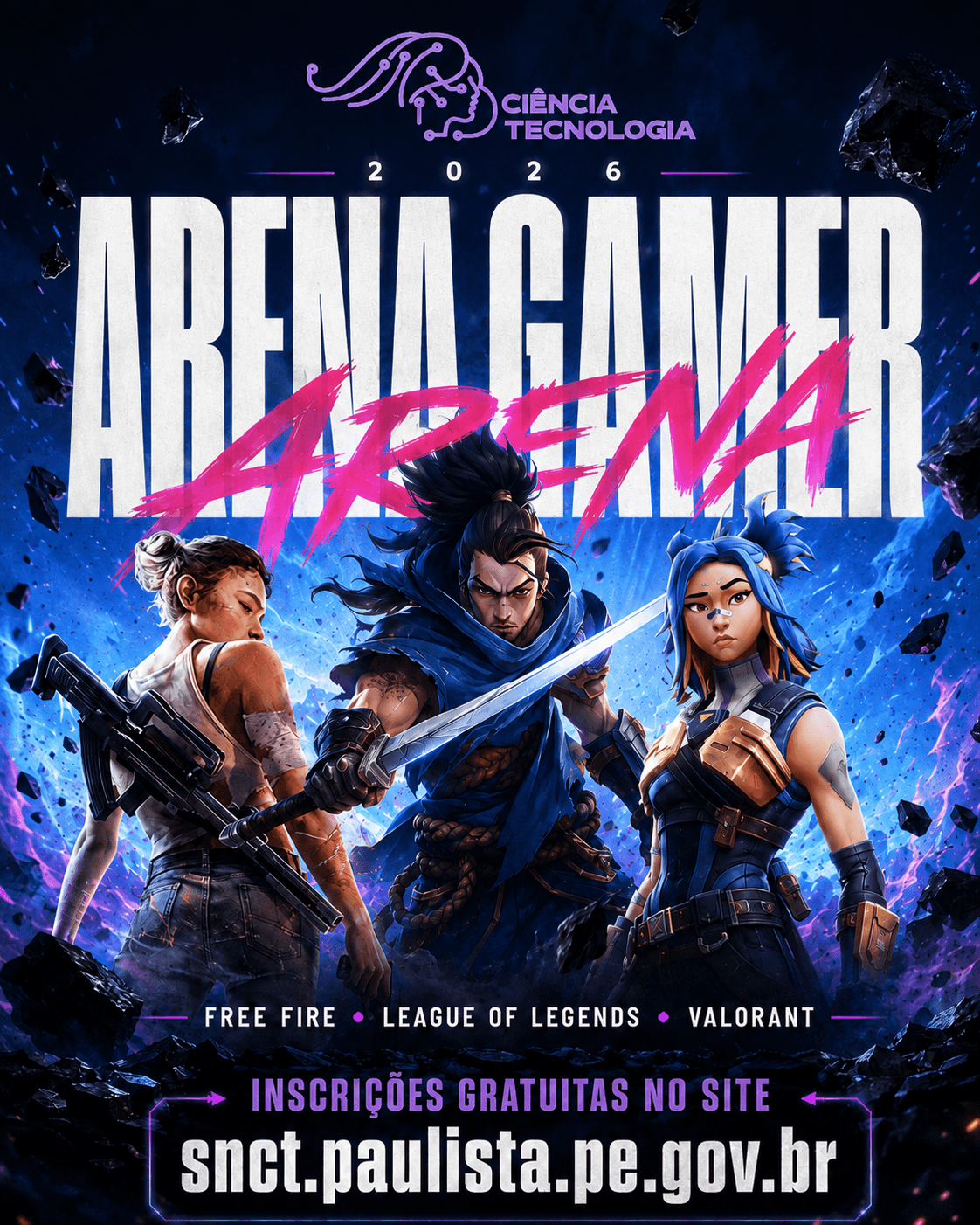 Arte oficial completa da Arena Gamer da SNCT Paulista